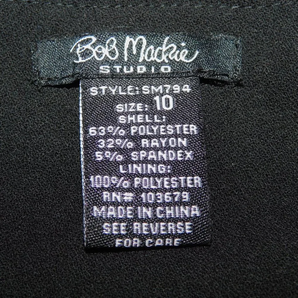 Bob Mackie Studio Womens 10 Black Open Lined Blazer with White braided Trim - Picture 4 of 9